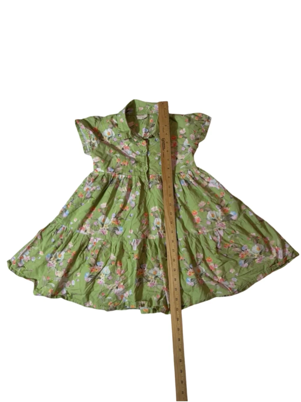 Pink One Green Floral Tiered Prairie Dress Size 24 Cottagecore Boho